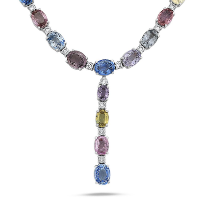Drop Multi Colored Sapphire Necklace — view 5