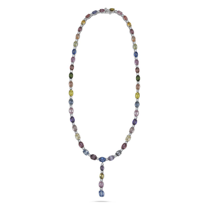 Drop Multi Colored Sapphire Necklace — view 2