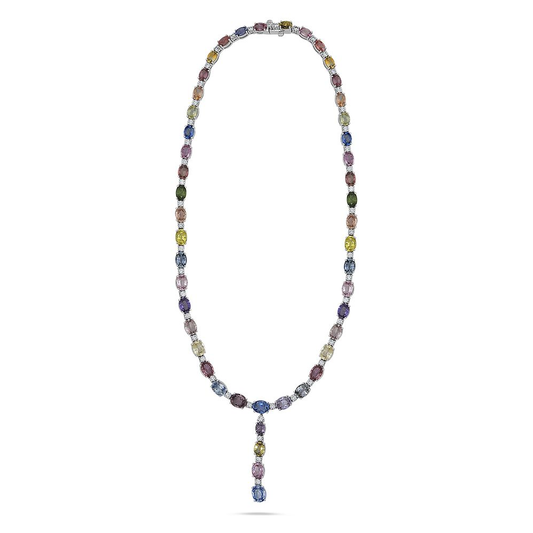 Drop Multi Colored Sapphire Necklace — view 2
