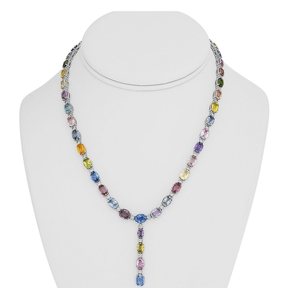 Drop Multi Colored Sapphire Necklace — view 6