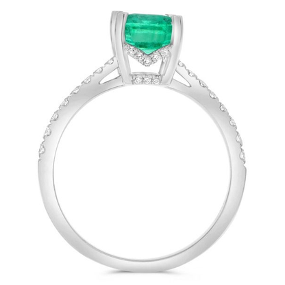 Emerald Ring with Diamond Pave Band — view 2
