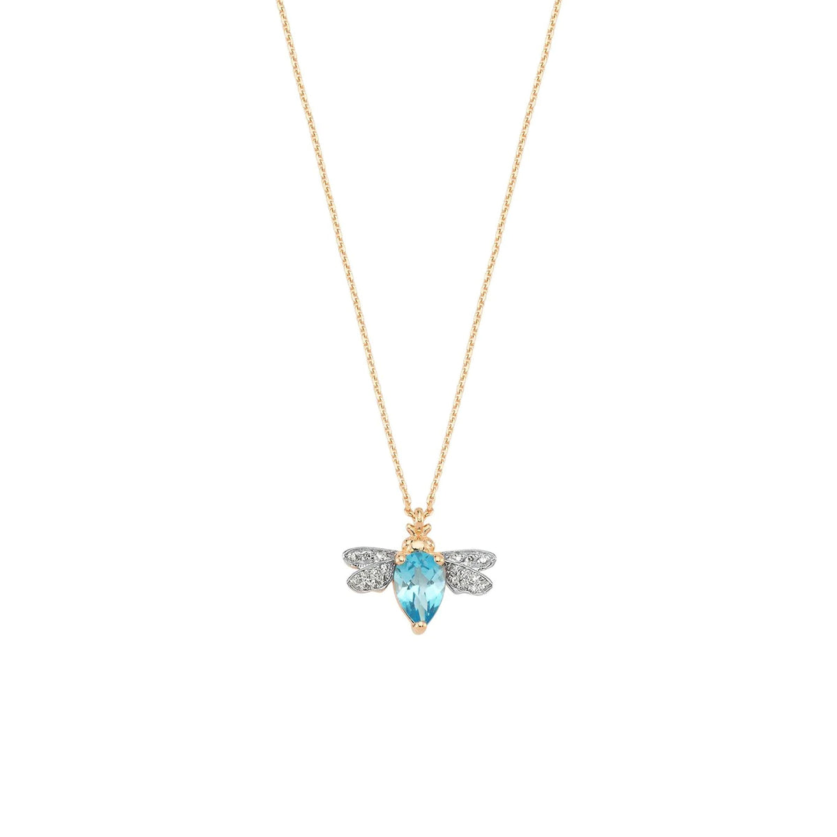Bee Goddess Queen Bee Bella Gold Diamond Blue Topaz Necklace