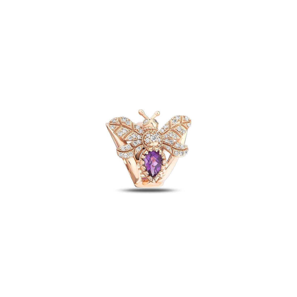 Bee Goddess Queen Bee Eva Gold Diamond Amethyst Ear Cuff
