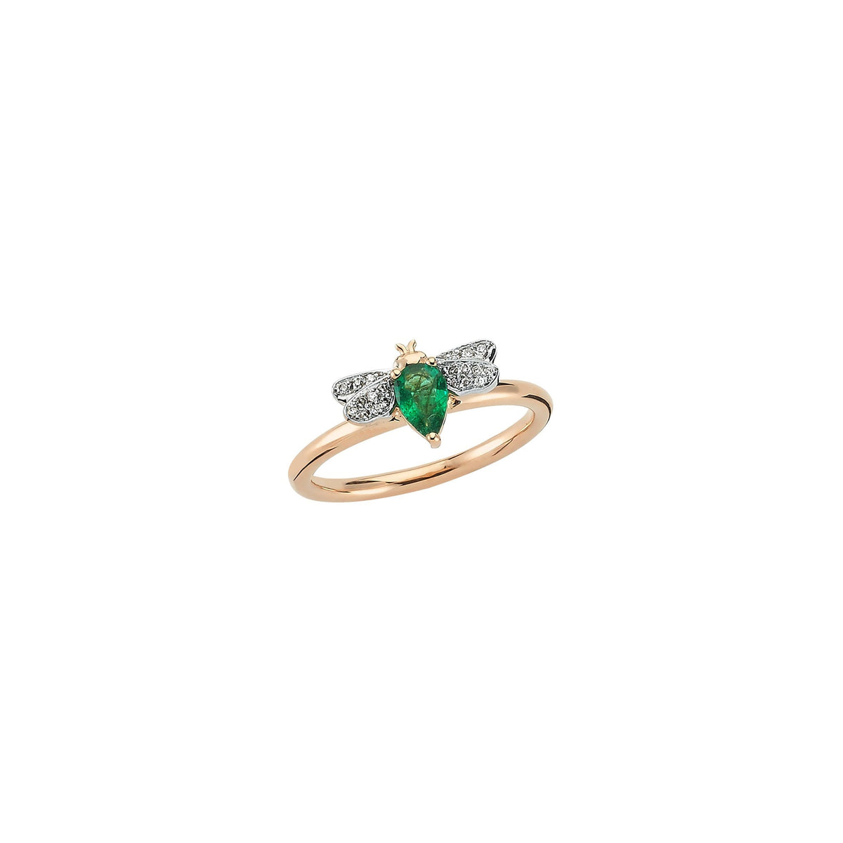 Bee Goddess Queen Bee Bella Gold Diamond Emerald Ring