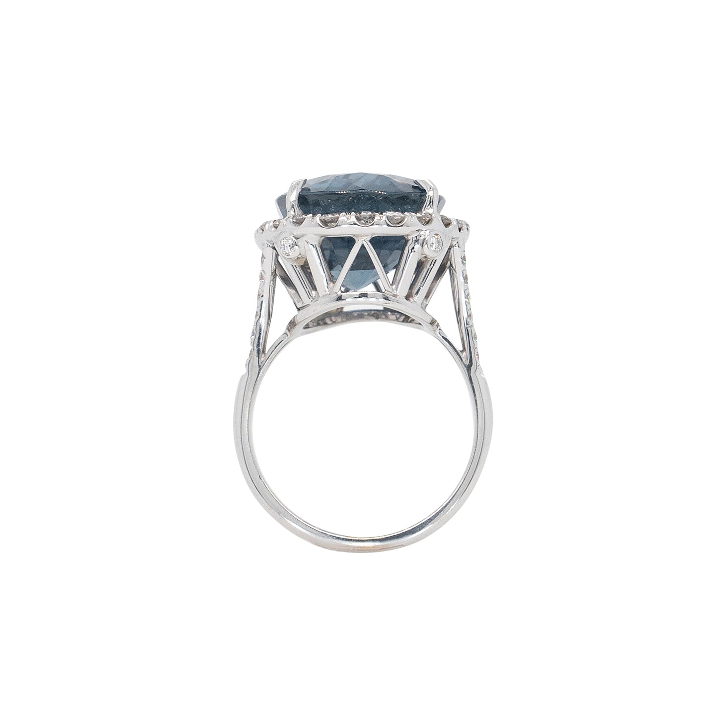 18k White Gold 18.41ct Oval Sapphire and Natural Diamond Ring