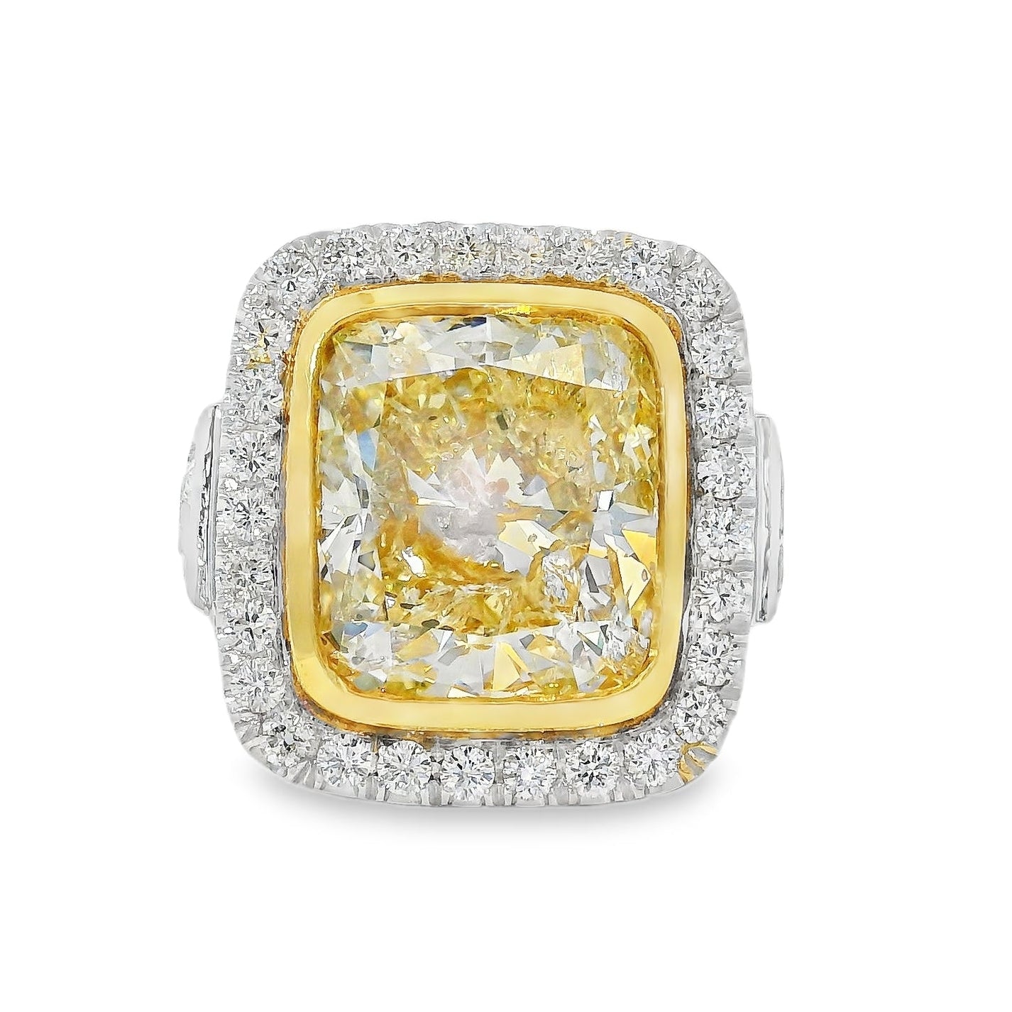 18k White Gold 10.67ct Fancy Light Yellow Diamond Ring