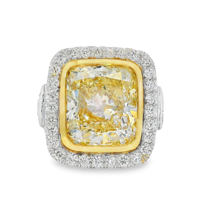 18k White Gold 10.67ct Fancy Light Yellow Diamond Ring