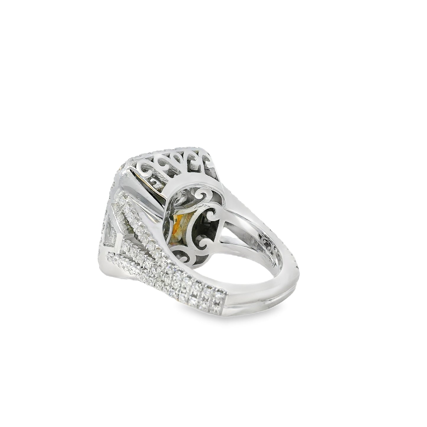 18k White Gold 10.67ct Fancy Light Yellow Diamond Ring