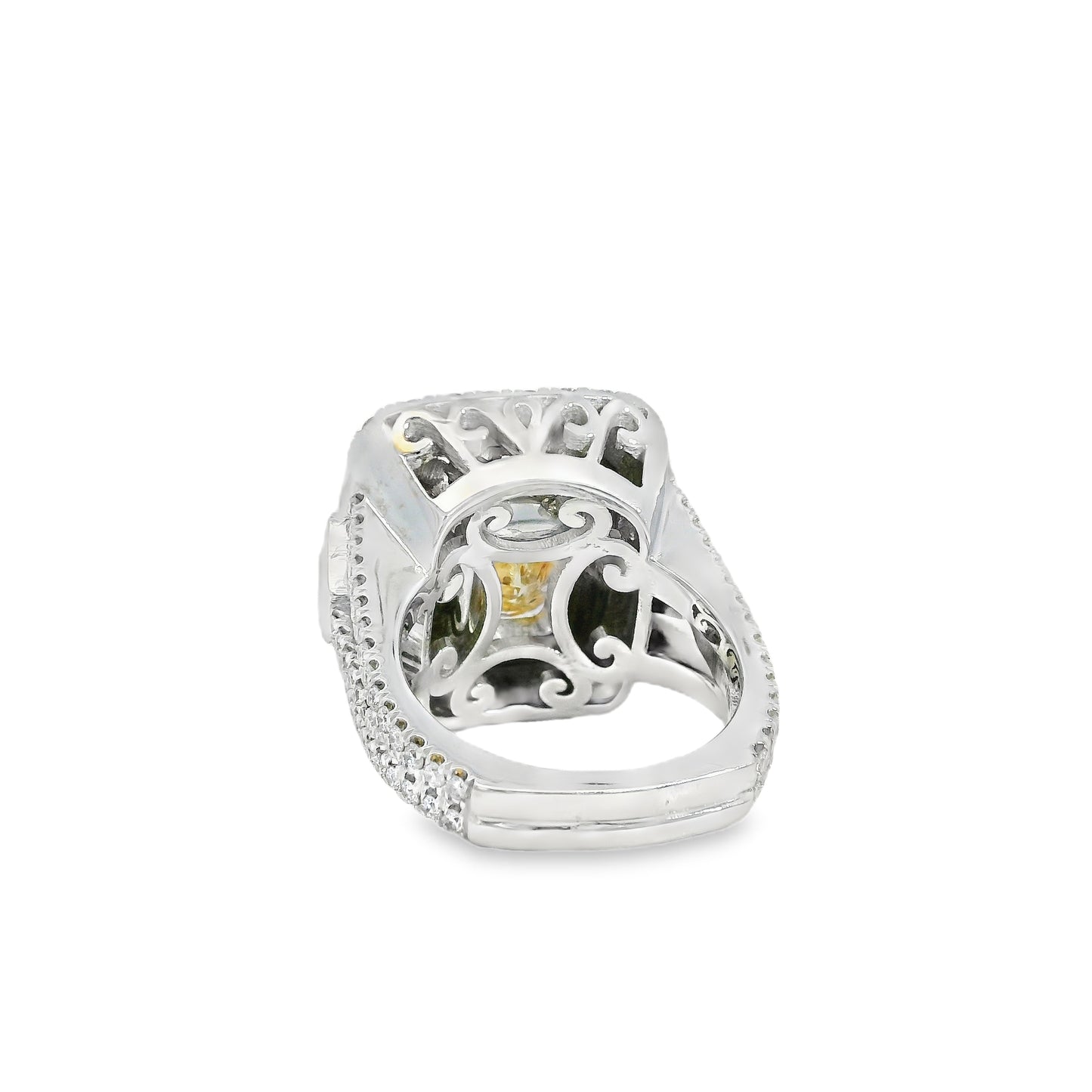 18k White Gold 10.67ct Fancy Light Yellow Diamond Ring