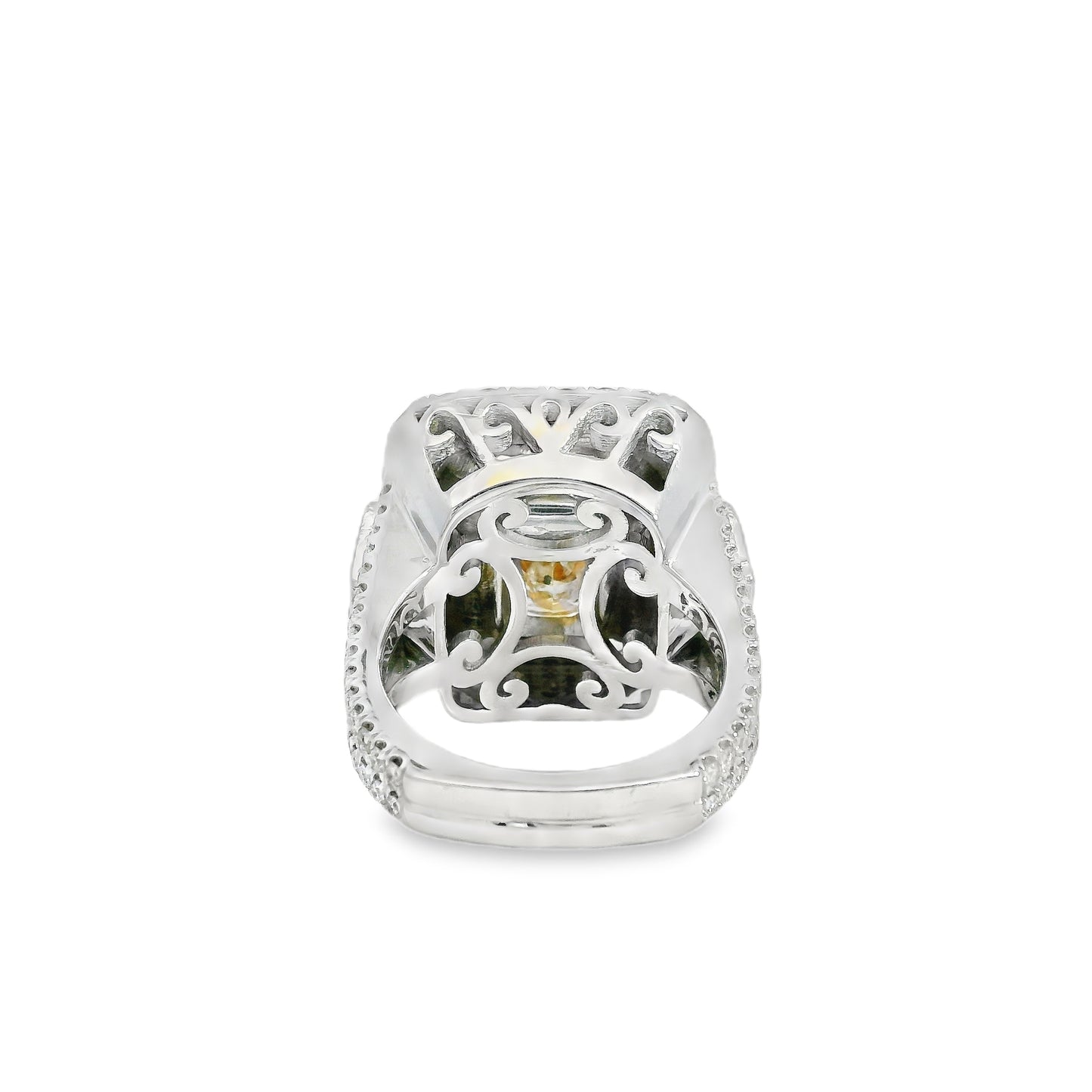 18k White Gold 10.67ct Fancy Light Yellow Diamond Ring