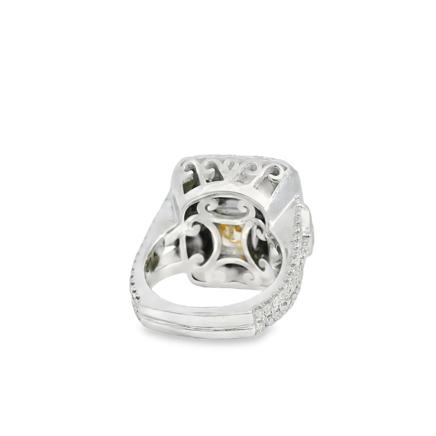 18k White Gold 10.67ct Fancy Light Yellow Diamond Ring