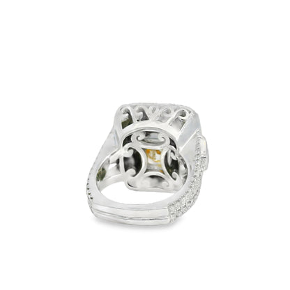 18k White Gold 10.67ct Fancy Light Yellow Diamond Ring
