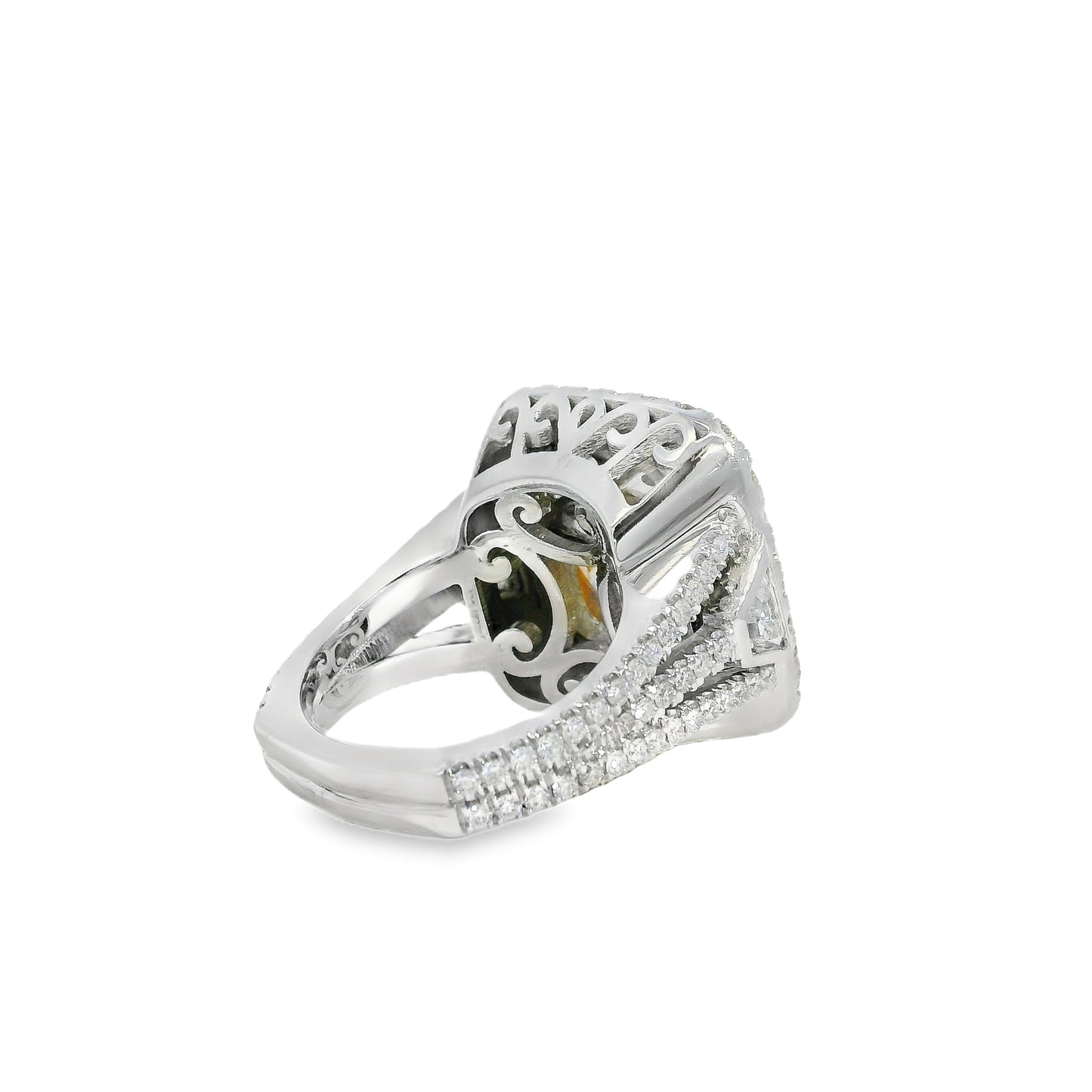 18k White Gold 10.67ct Fancy Light Yellow Diamond Ring