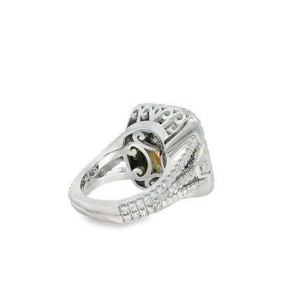 18k White Gold 10.67ct Fancy Light Yellow Diamond Ring