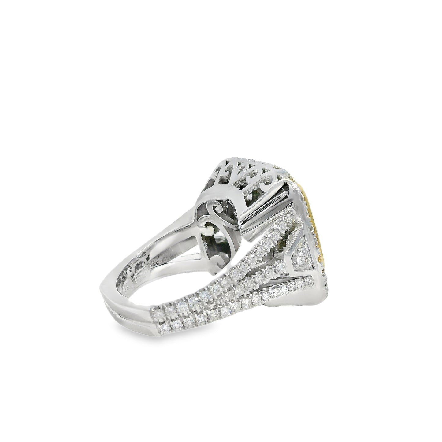 18k White Gold 10.67ct Fancy Light Yellow Diamond Ring