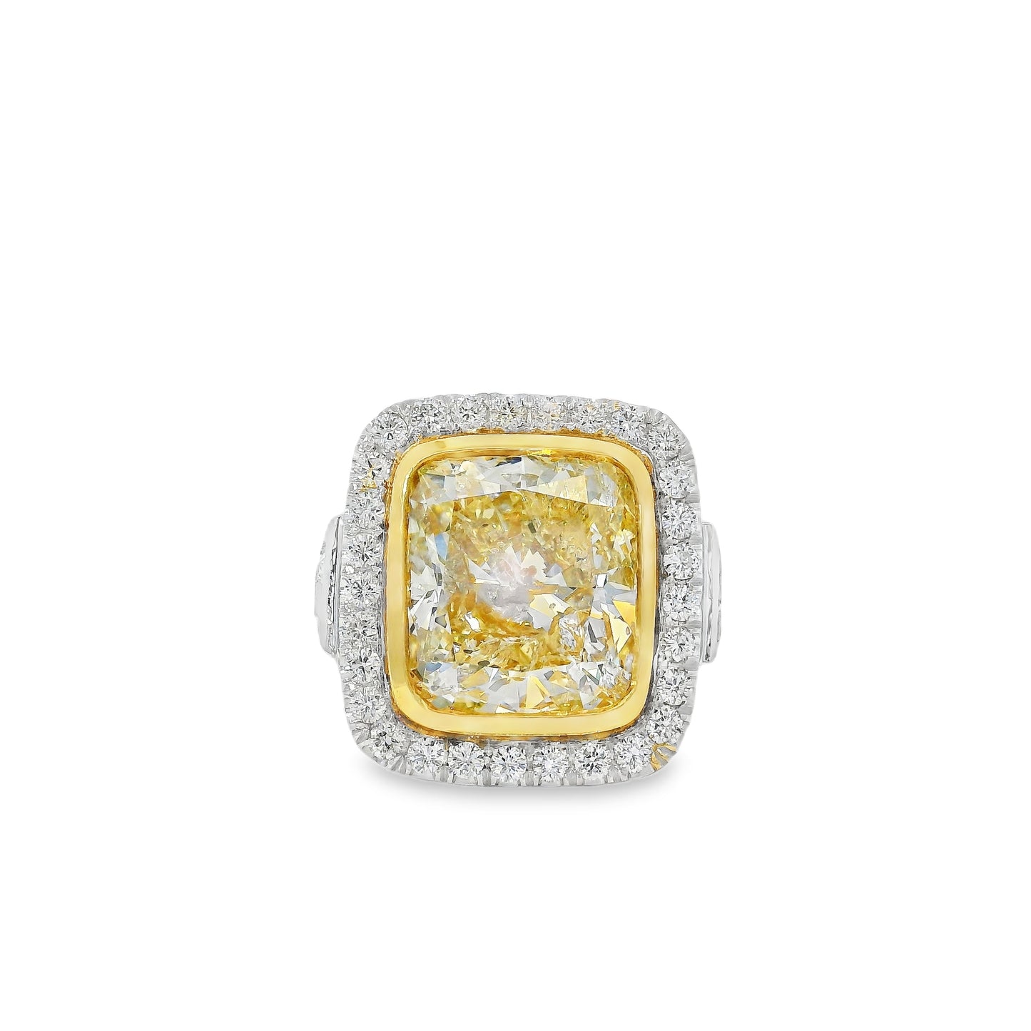 18k White Gold 10.67ct Fancy Light Yellow Diamond Ring
