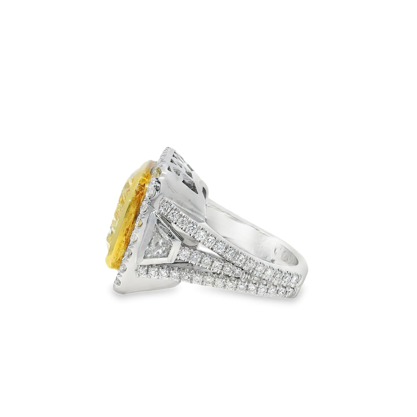18k White Gold 10.67ct Fancy Light Yellow Diamond Ring