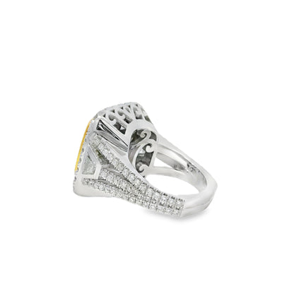 18k White Gold 10.67ct Fancy Light Yellow Diamond Ring