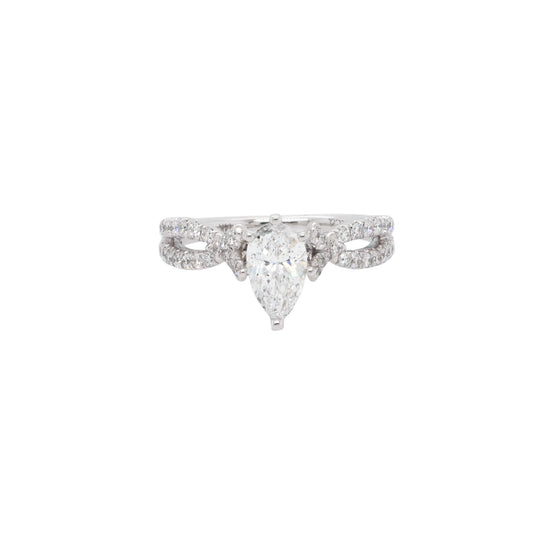14k White Gold 1.00ct GIA Certified Pear Shape Diamond Engagement Ring