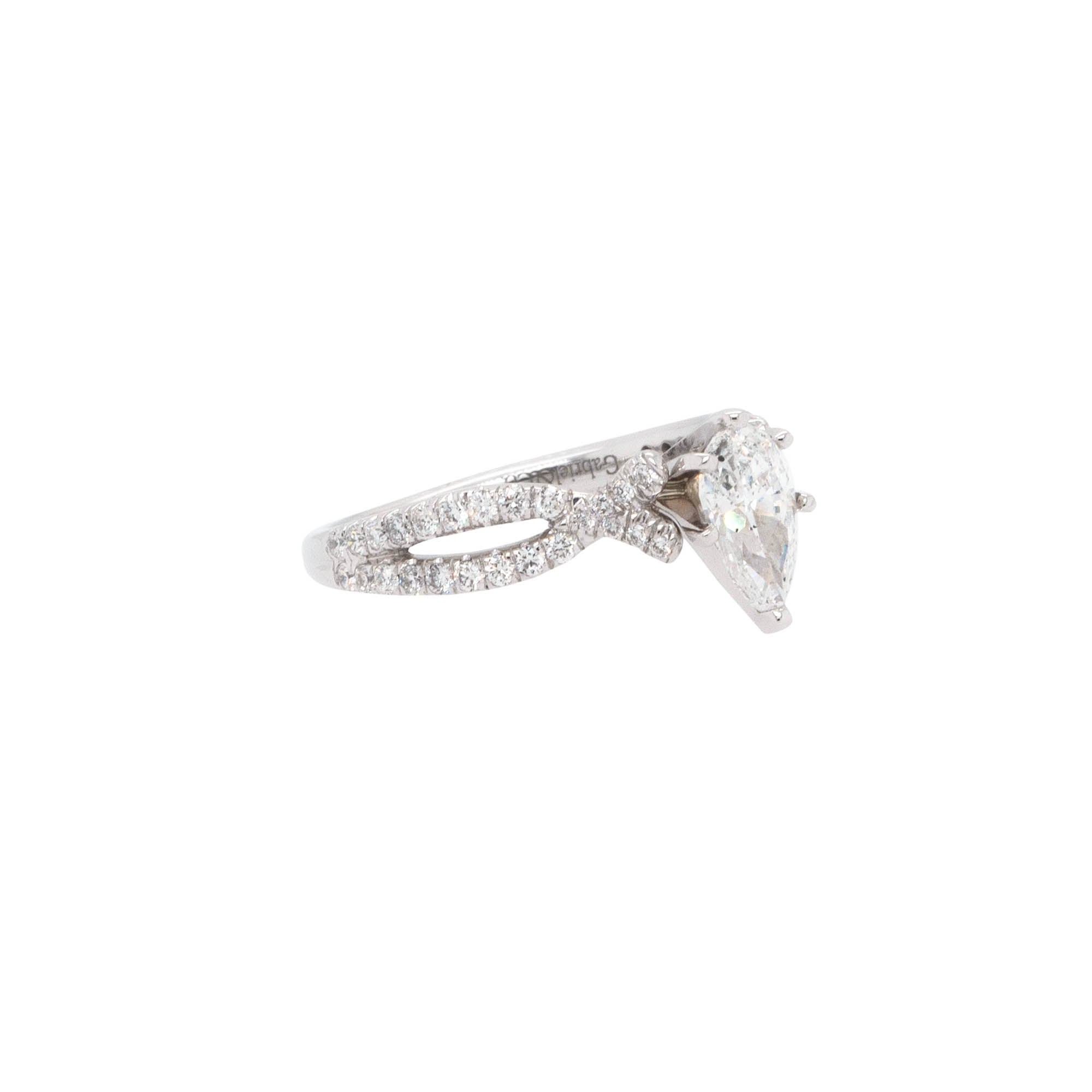 14k White Gold 1.00ct GIA Certified Pear Shape Diamond Engagement Ring