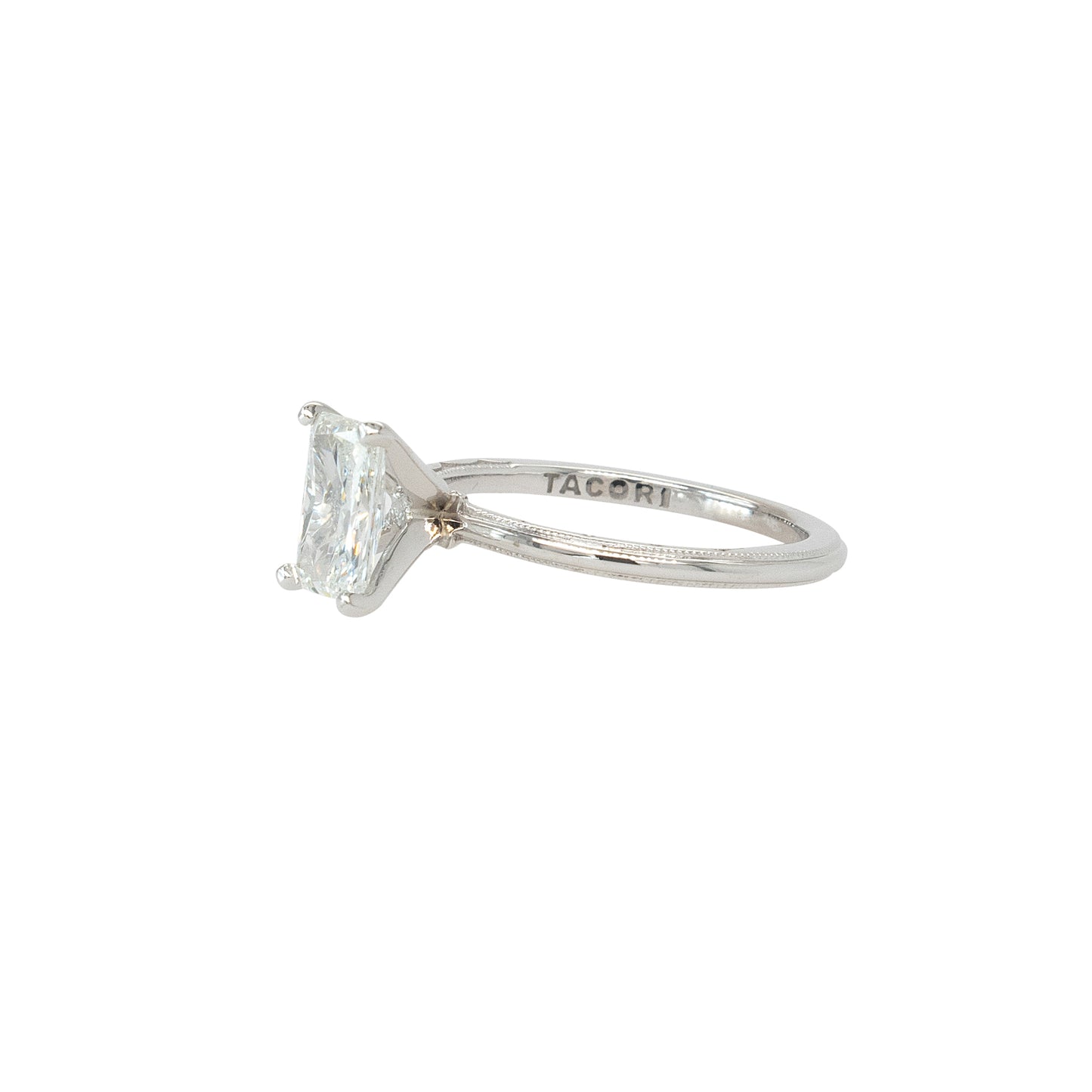Tacori 18k White Gold GIA Certified 1.01ct Radiant Cut Natural Diamond Engagement Ring