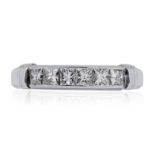 14k White Gold Invisible Set 0.50ctw Princess Cut Diamond Band