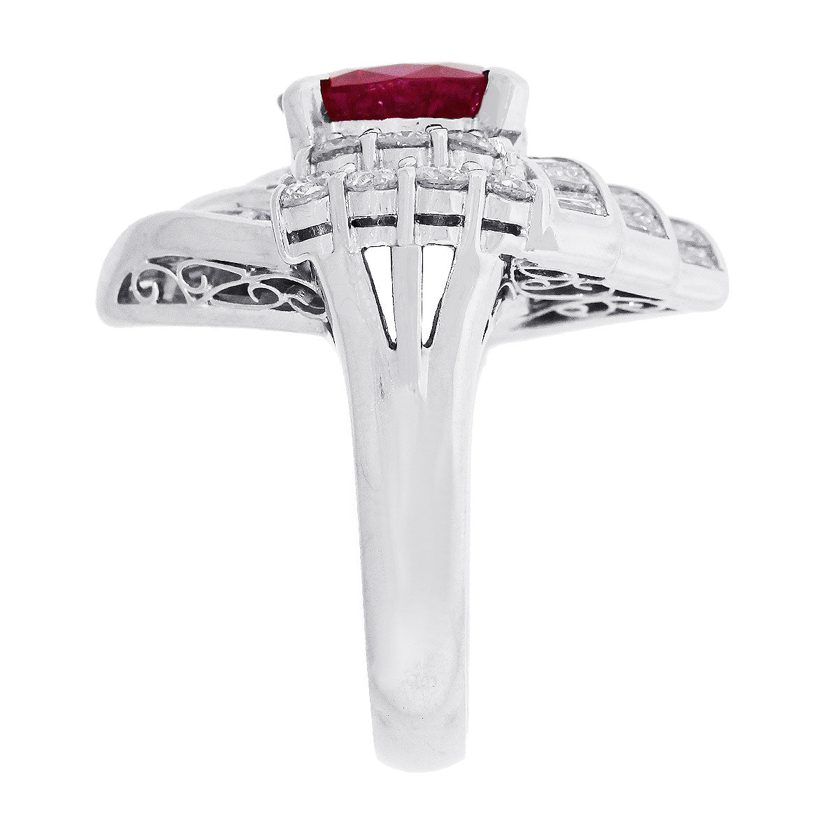 Platinum 3.97ct Cushion Cut Ruby and 1.84ctw Diamond Ring
