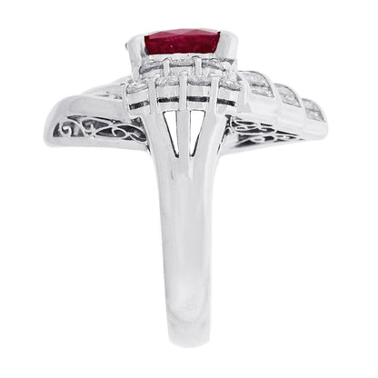 Platinum 3.97ct Cushion Cut Ruby and 1.84ctw Diamond Ring