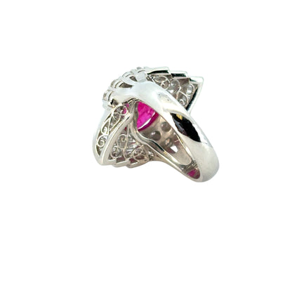 Platinum 3.97ct Cushion Cut Ruby and 1.84ctw Diamond Ring