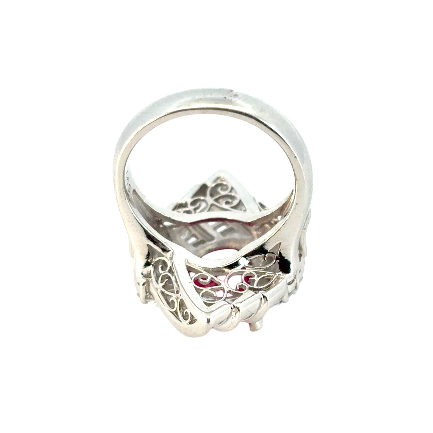 Platinum 3.97ct Cushion Cut Ruby and 1.84ctw Diamond Ring