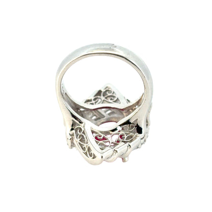 Platinum 3.97ct Cushion Cut Ruby and 1.84ctw Diamond Ring