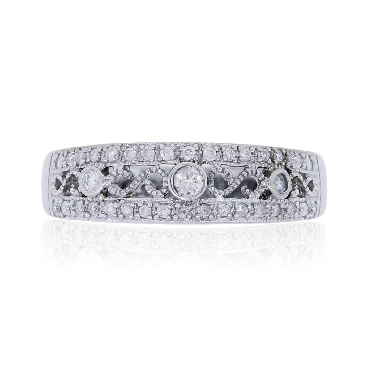 10k White Gold 0.25ctw Diamond Filigree Ring