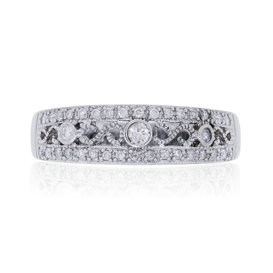 10k White Gold 0.25ctw Diamond Filigree Ring