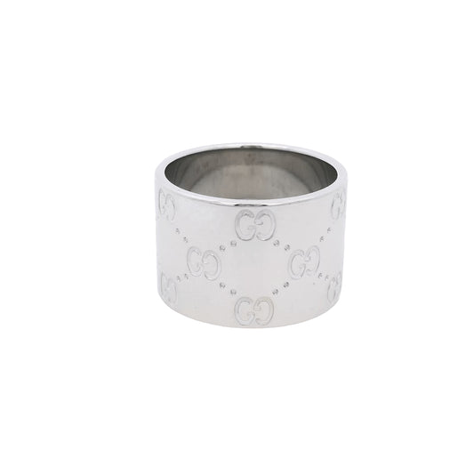 Gucci Milan Monogram Icon 18k White Gold Eternity Ring