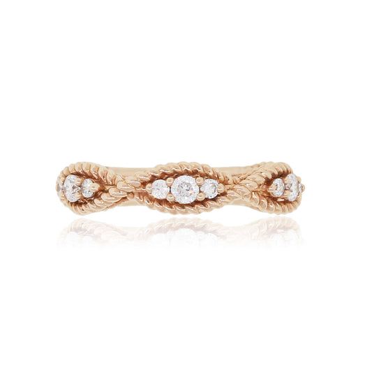 14k Rose Gold 0.60ctw Diamond Crescent Style Ring