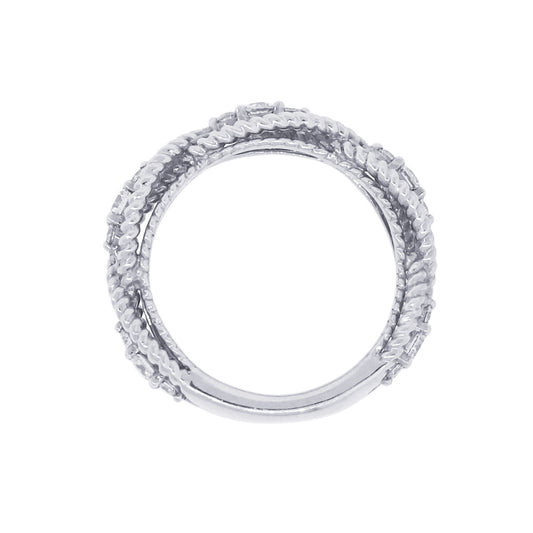 14k White Gold 0.60ctw Diamond Crescent Style Ring