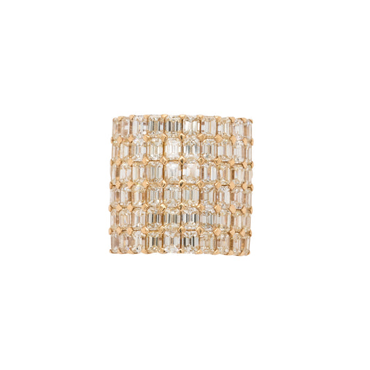 18k Yellow Gold 8 Row Diamond Cocktail Ring