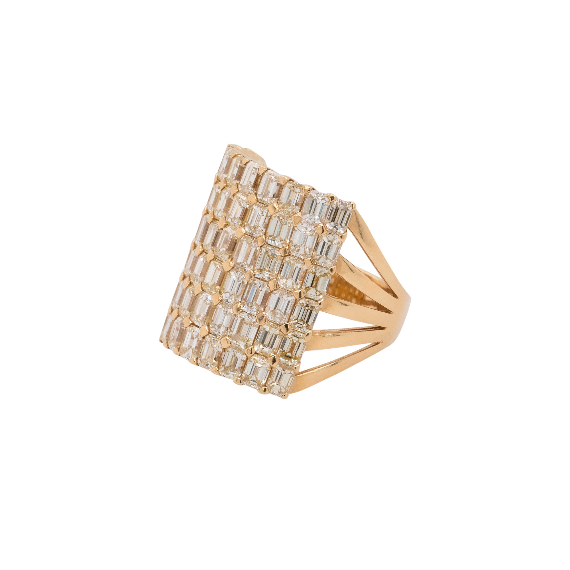 18k Yellow Gold 8 Row Diamond Cocktail Ring