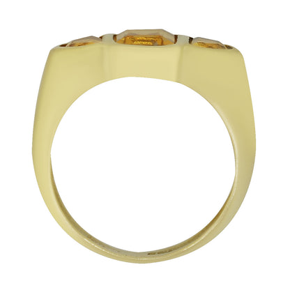 18k Yellow Gold Citrine 3 Stone Ring