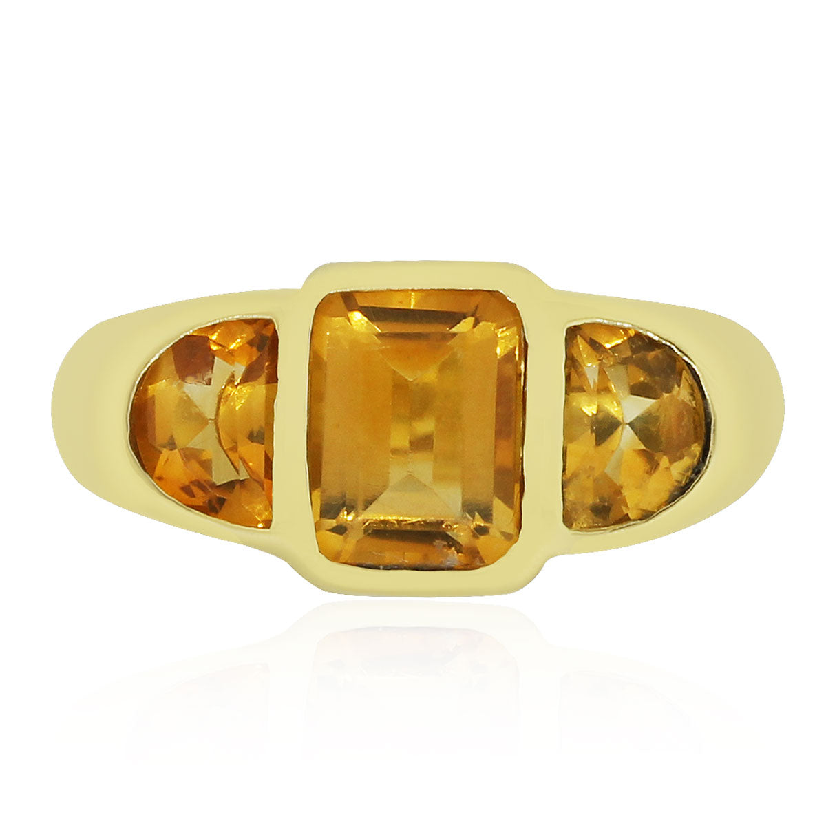 18k Yellow Gold Citrine 3 Stone Ring