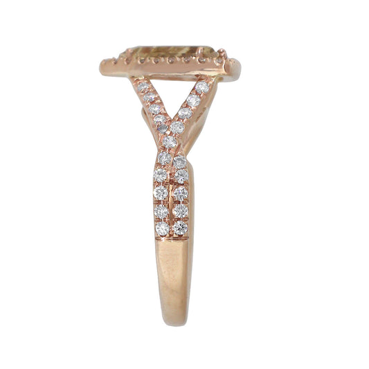 14k Rose Gold 2.07ct Triangle Shaped Diamond Halo Engagement Ring