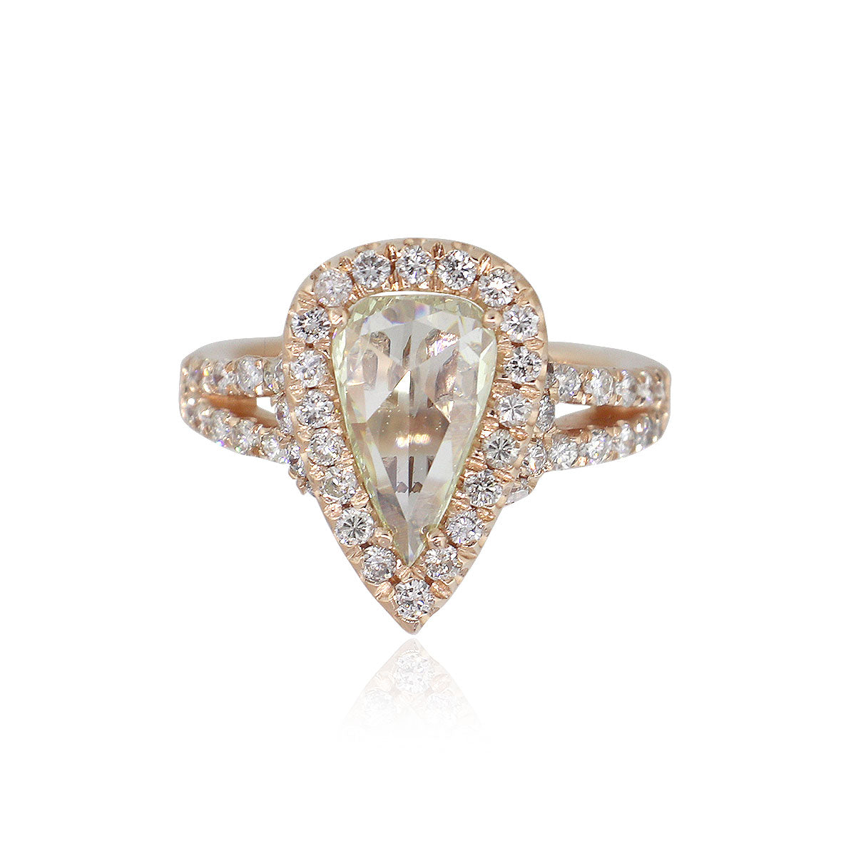 14k Rose Gold 1.21ct Pear Shape Diamond Halo Engagement Ring