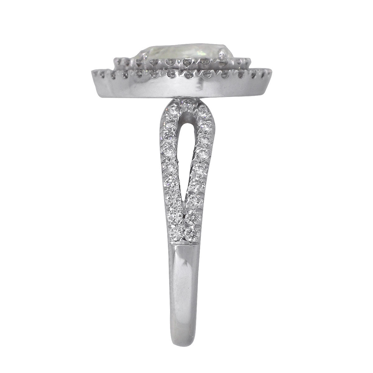 14k White Gold 1.06ct Pear Shaped Diamond Double Halo Ring