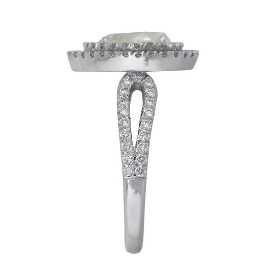 14k White Gold 1.06ct Pear Shaped Diamond Double Halo Engagement Ring