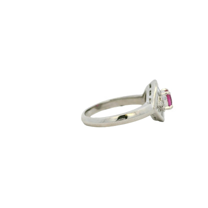 Platinum 0.47ct Oval Ruby Eye with Diamonds Cocktail Ring