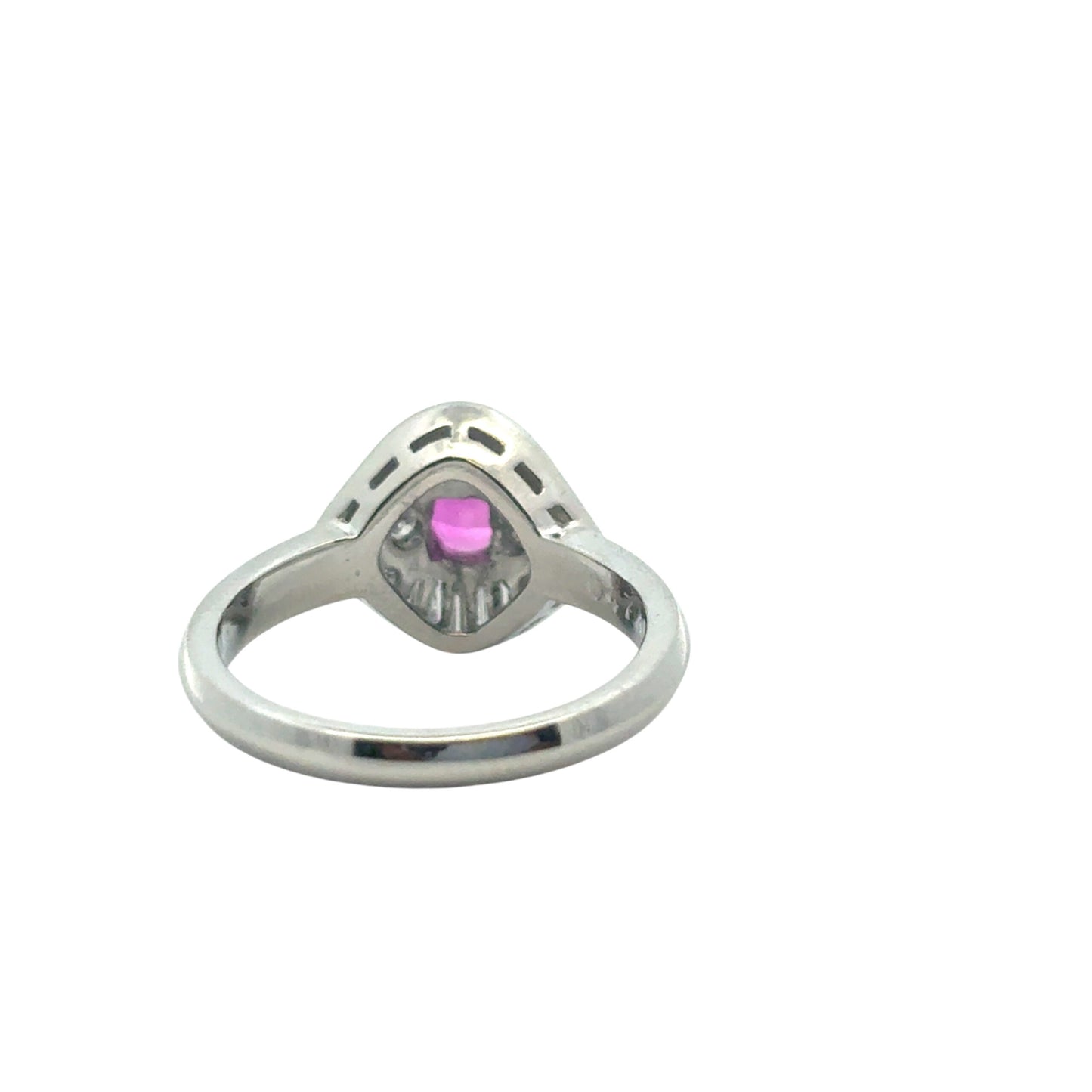 Platinum 0.47ct Oval Ruby Eye with Diamonds Cocktail Ring
