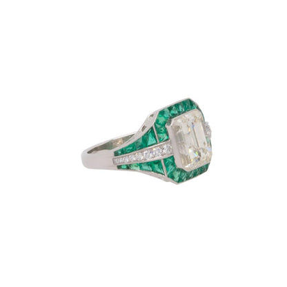 Platinum 5.38ctw Diamond and Emerald Ring