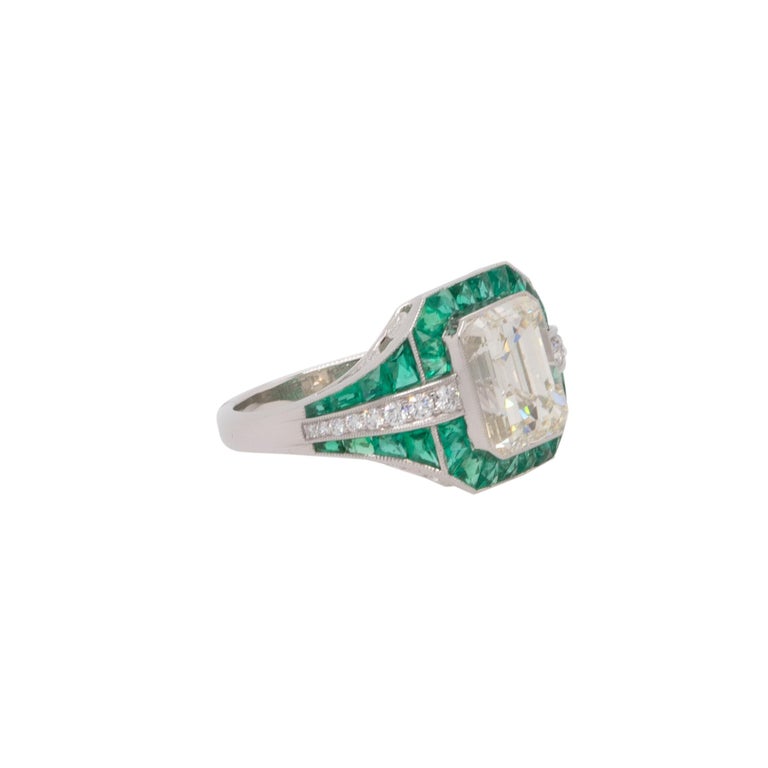 Platinum 5.38ctw Diamond and Emerald Ring