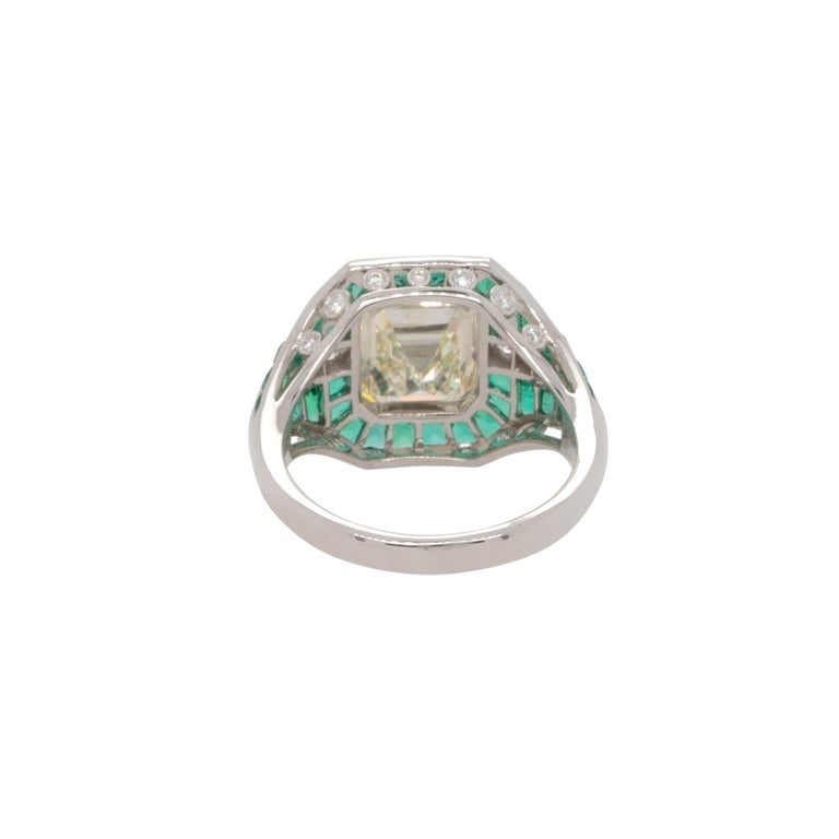 Platinum 5.38ctw Diamond and Emerald Ring