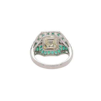 Platinum 5.38ctw Diamond and Emerald Ring